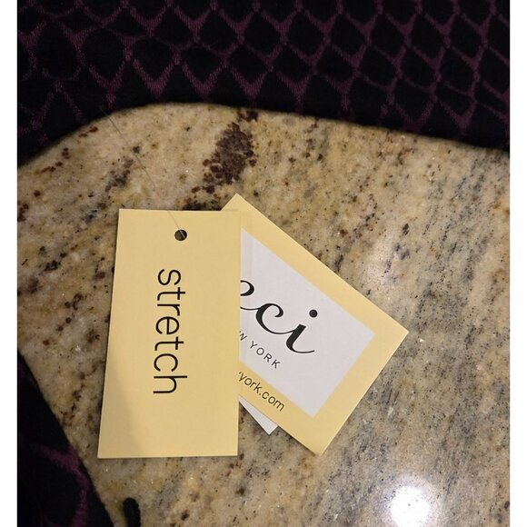 New! ECI Size L Sweater Black Purple Embellished Neck Rhinestone Geometric - Picture 13 of 16